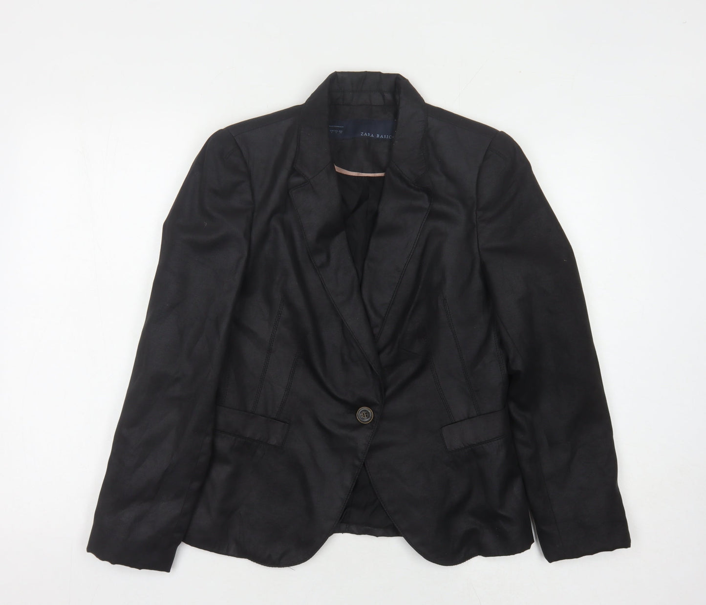 Zara Basic Black Women's Blazer L Woven Polyester