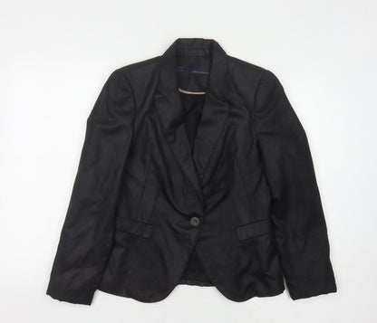 Zara Basic Black Women's Blazer L Woven Polyester