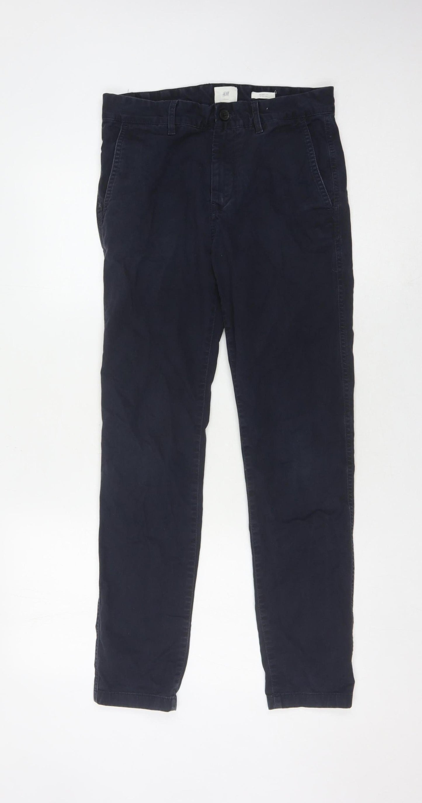H&M Men's Blue Slim Fit Chino Trousers 28/30
