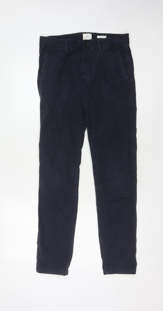 H&M Men's Blue Slim Fit Chino Trousers 28/30