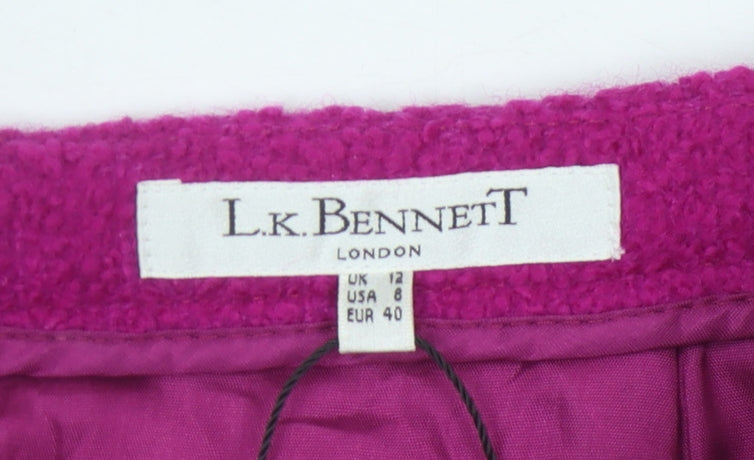 L.K. Bennett Women's Purple Wool Pencil Skirt Size 12