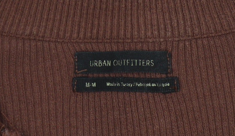 Urban Outfitters Women's Brown Knit Collared Playsuit M