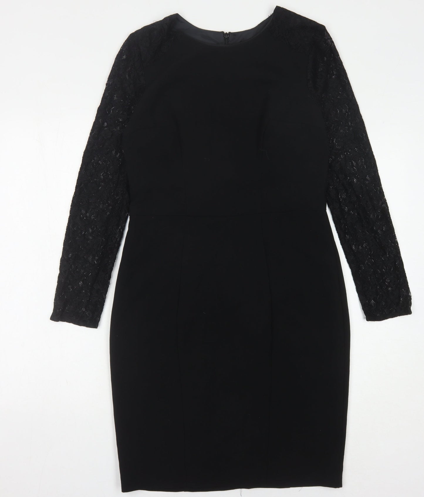 Oasis Women's Black Lace Long Sleeve Dress, Size 12