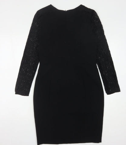 Oasis Women's Black Lace Long Sleeve Dress, Size 12