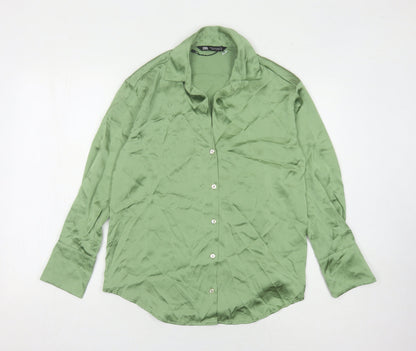 Womens UK Size XS Zara Green  Button-Up