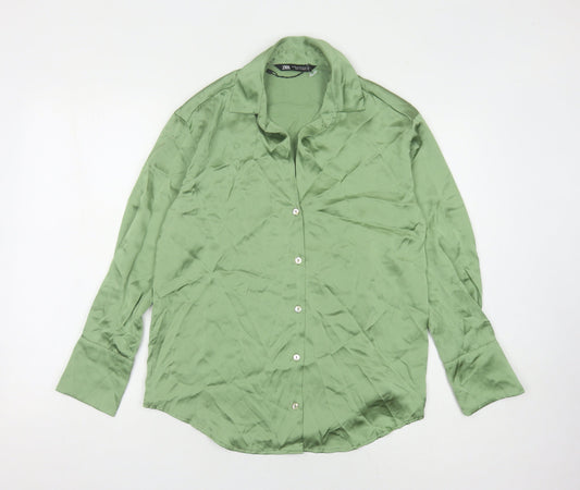 Womens UK Size XS Zara Green  Button-Up