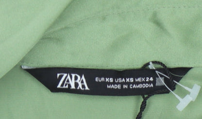 Womens UK Size XS Zara Green  Button-Up
