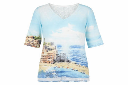 Passioni Women's Multicoloured Graphic T-Shirt, M, V-Neck