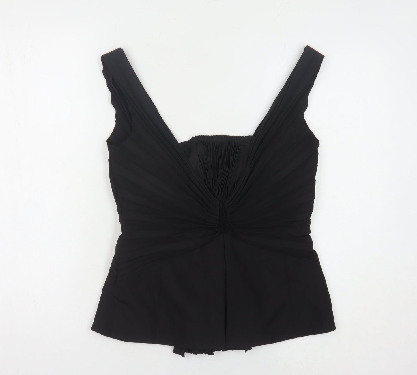 Coast Women's Black Blouse, Size 12, Elegant Ruffle Detail