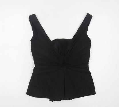 Coast Women's Black Blouse, Size 12, Elegant Ruffle Detail