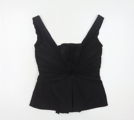 Coast Women's Black Blouse, Size 12, Elegant Ruffle Detail