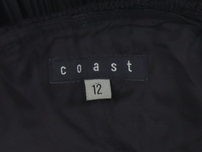 Coast Women's Black Blouse, Size 12, Elegant Ruffle Detail