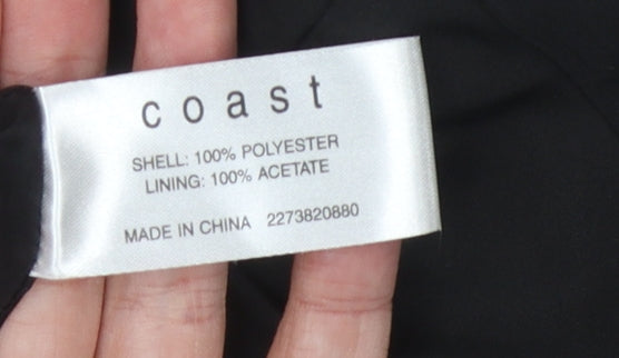 Coast Women's Black Blouse, Size 12, Elegant Ruffle Detail