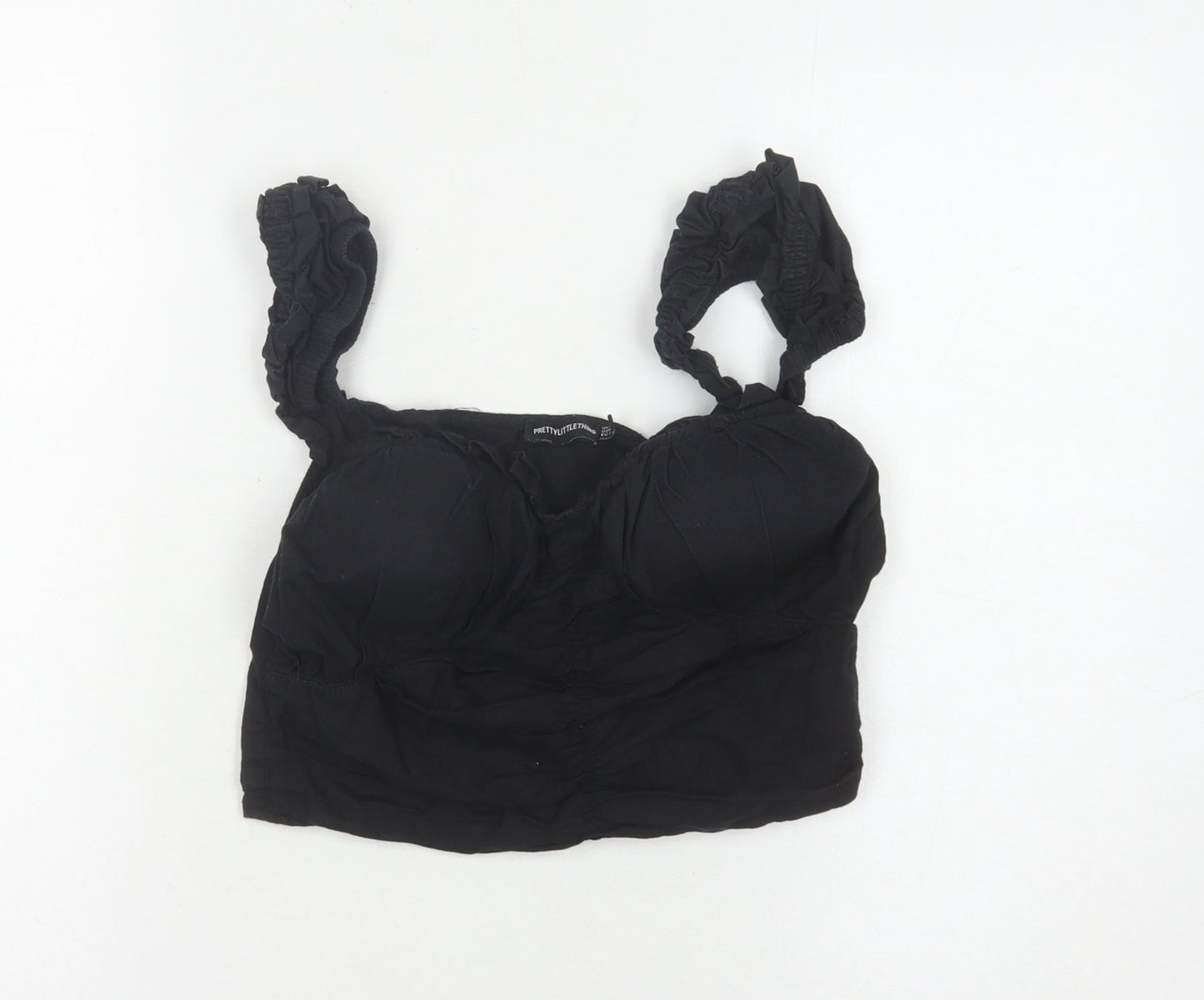 PrettyLittleThing Black Cropped Top, UK Size 8