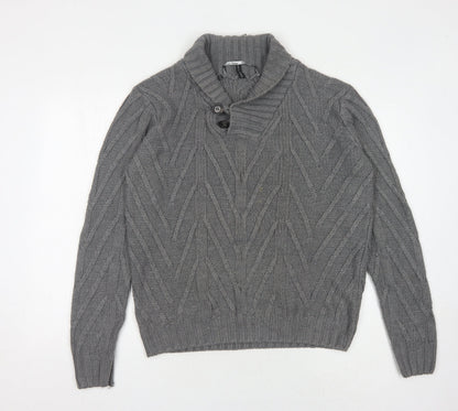 Piazza Italia Men’s Grey XL Cable-Knit Jumper