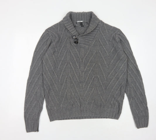 Piazza Italia Men’s Grey XL Cable-Knit Jumper