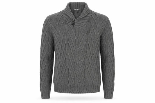 Piazza Italia Men’s Grey XL Cable-Knit Jumper