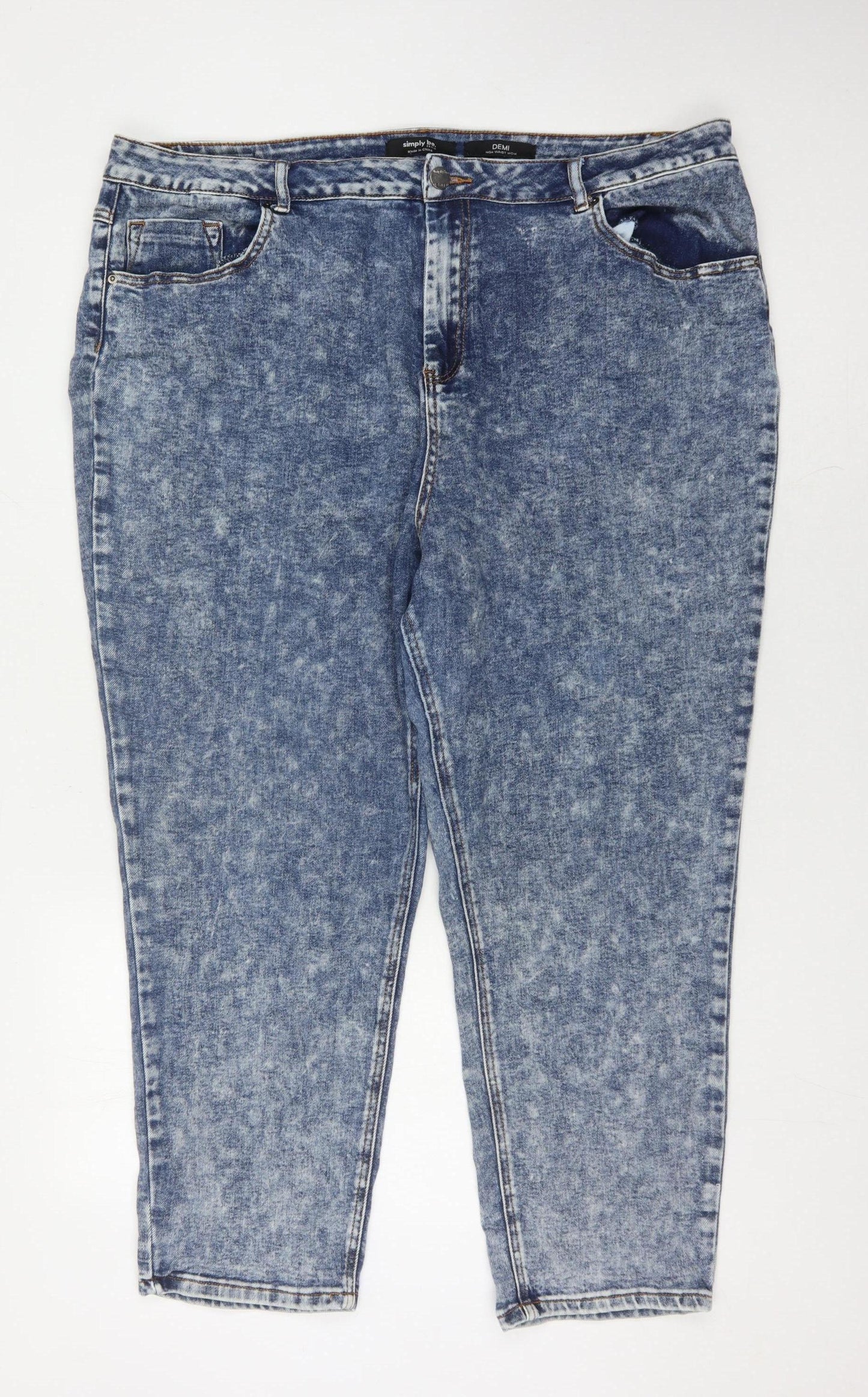 Simply Be Women’s Blue Acid Wash Mom Jeans Size 24