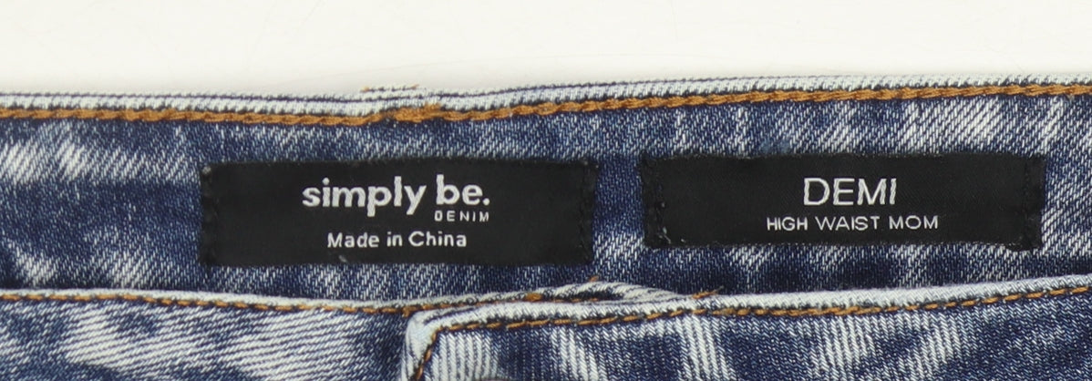 Simply Be Women’s Blue Acid Wash Mom Jeans Size 24