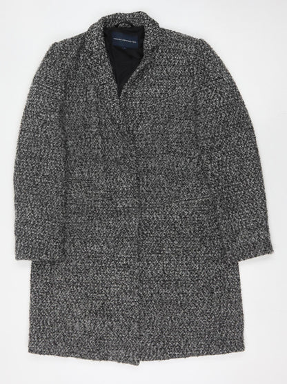 French Connection Women's Grey Tweed Long Overcoat, L