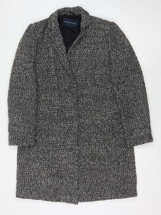 French Connection Women's Grey Tweed Long Overcoat, L