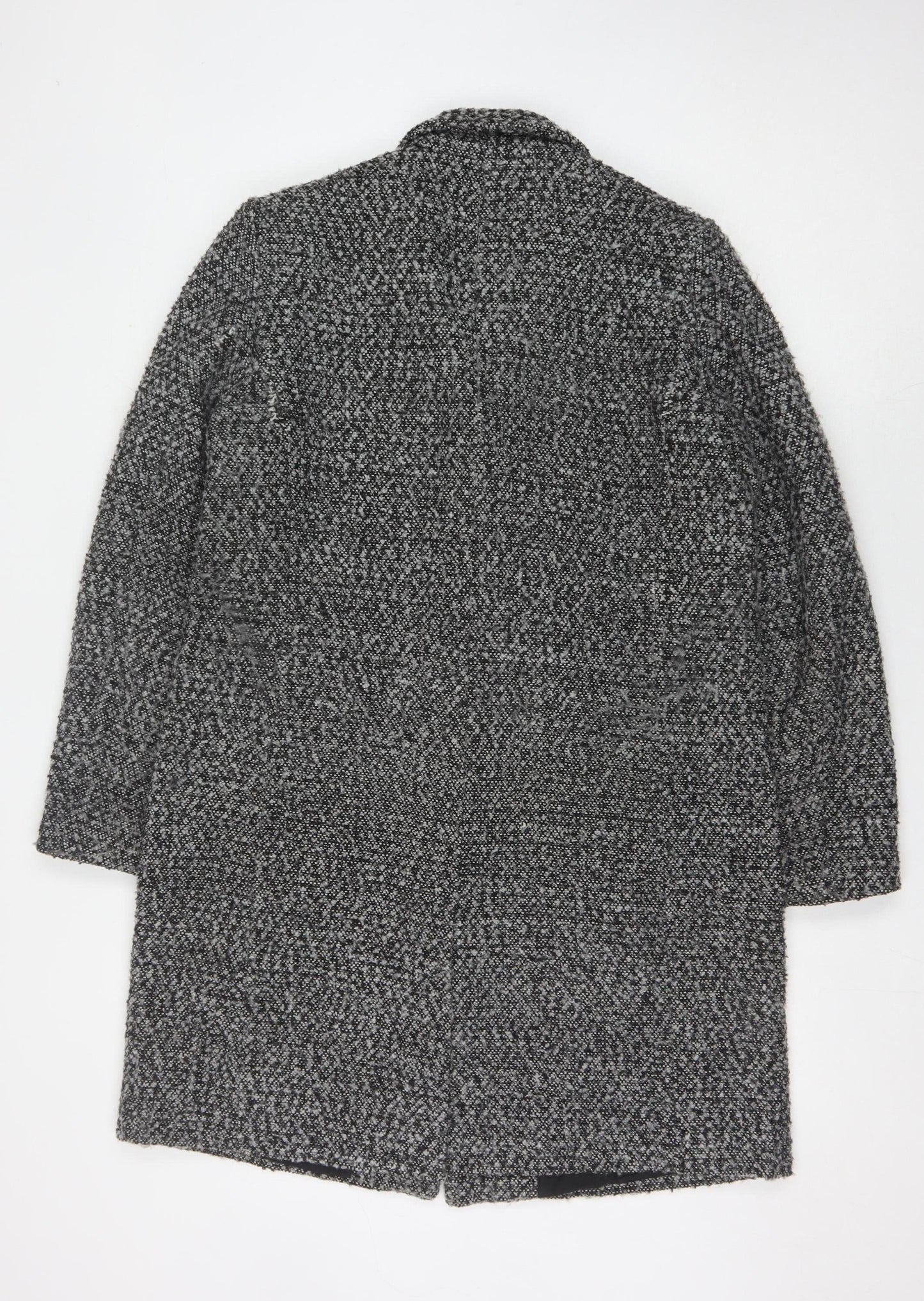 French Connection Women's Grey Tweed Long Overcoat, L