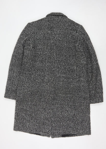 French Connection Women's Grey Tweed Long Overcoat, L