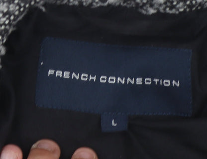 French Connection Women's Grey Tweed Long Overcoat, L