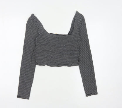 Womens UK Size 12 Miss Selfridge Black Cropped T-Shirt