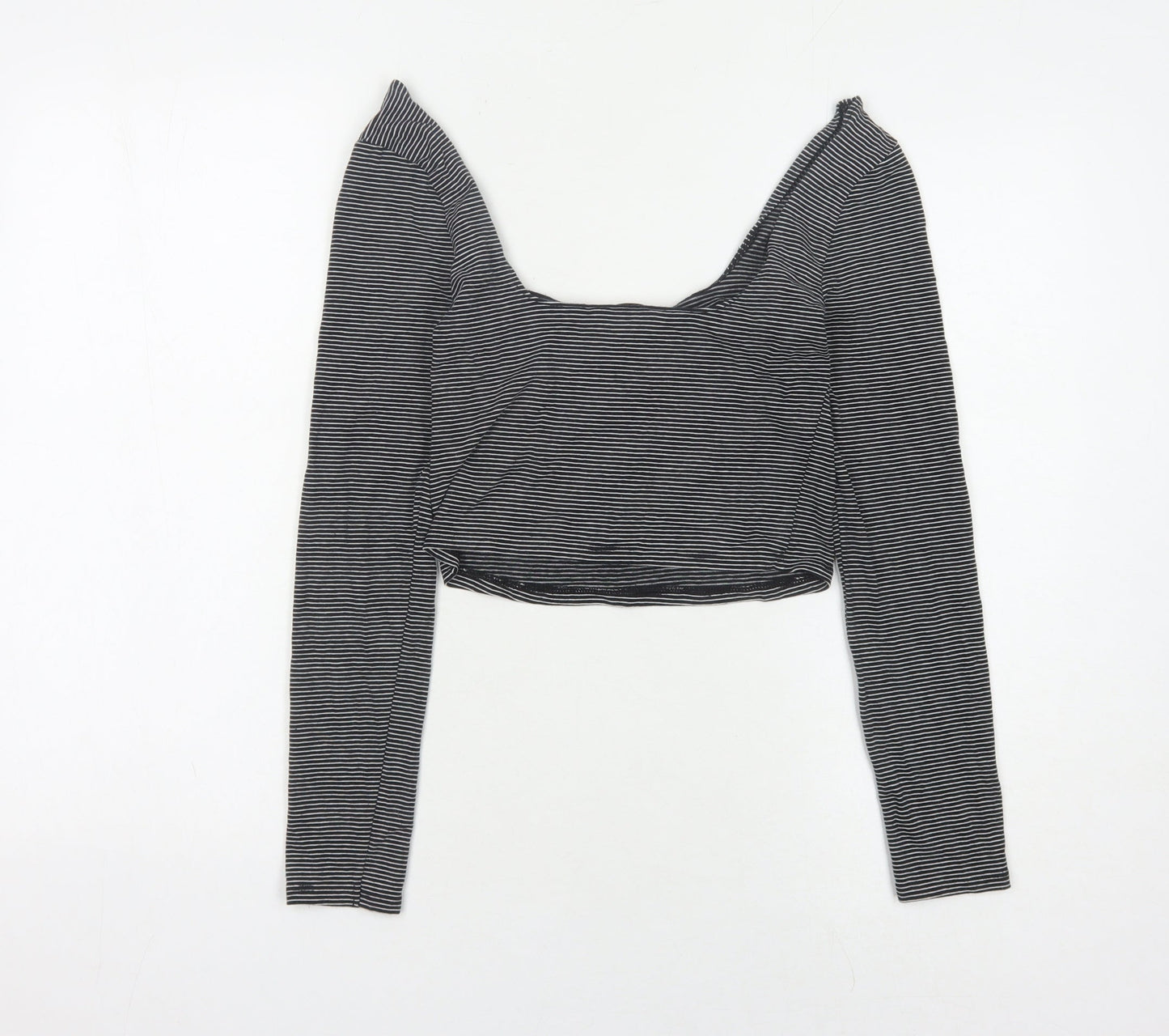 Womens UK Size 12 Miss Selfridge Black Cropped T-Shirt