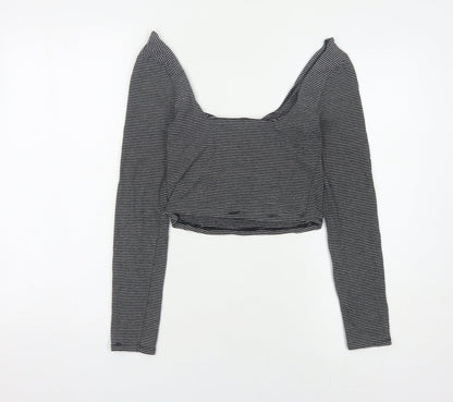 Womens UK Size 12 Miss Selfridge Black Cropped T-Shirt