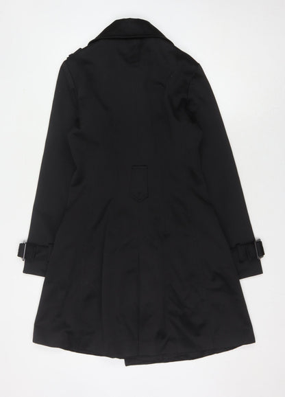 Easy Wear Women's Black Trench Coat Size 10 Mid-Length