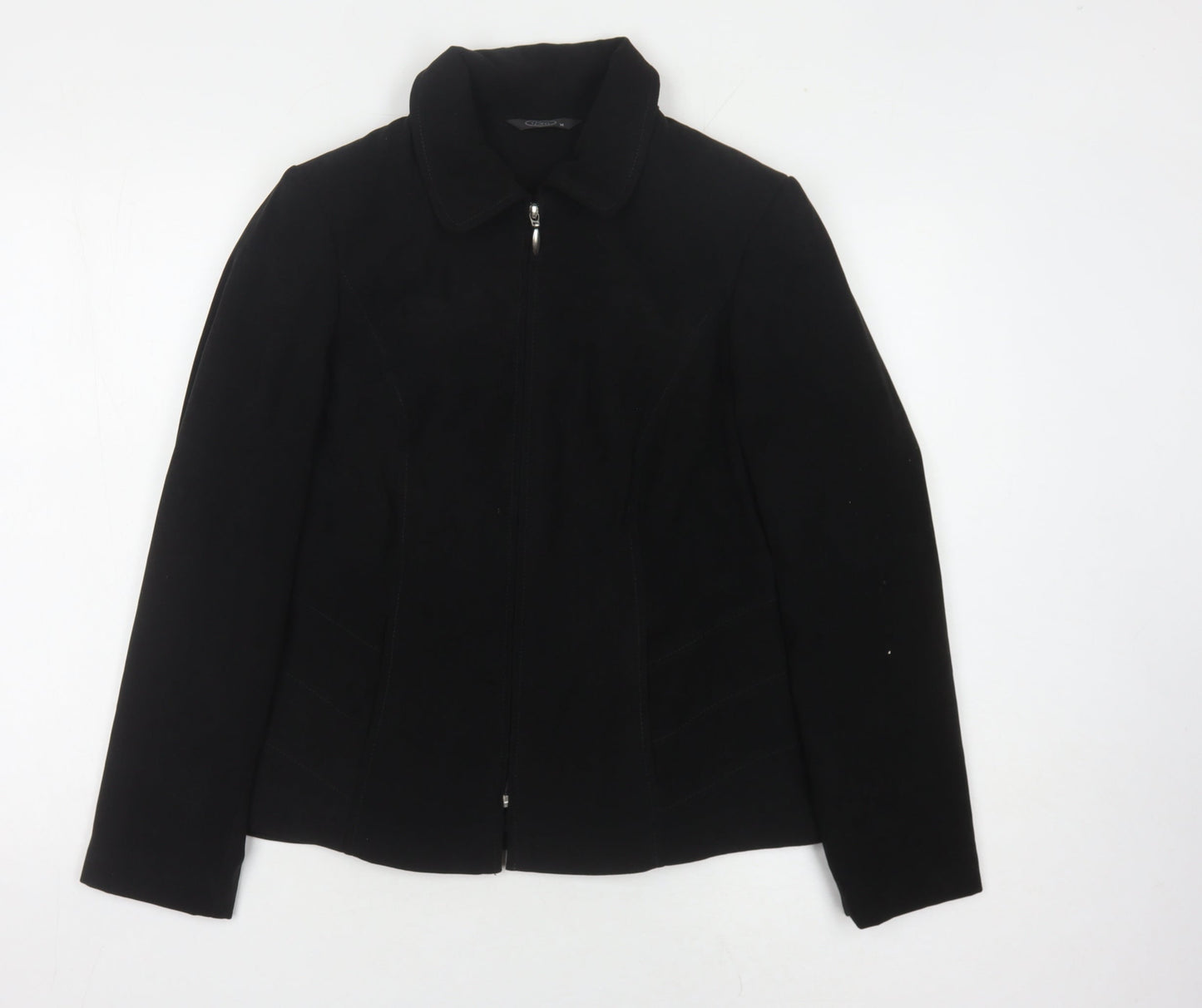 Bm Black Women's Basic Jacket Size 14 Full Zip Collared