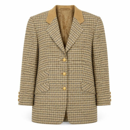 Delmod Women Brown Check Blazer Size 14 Autumn