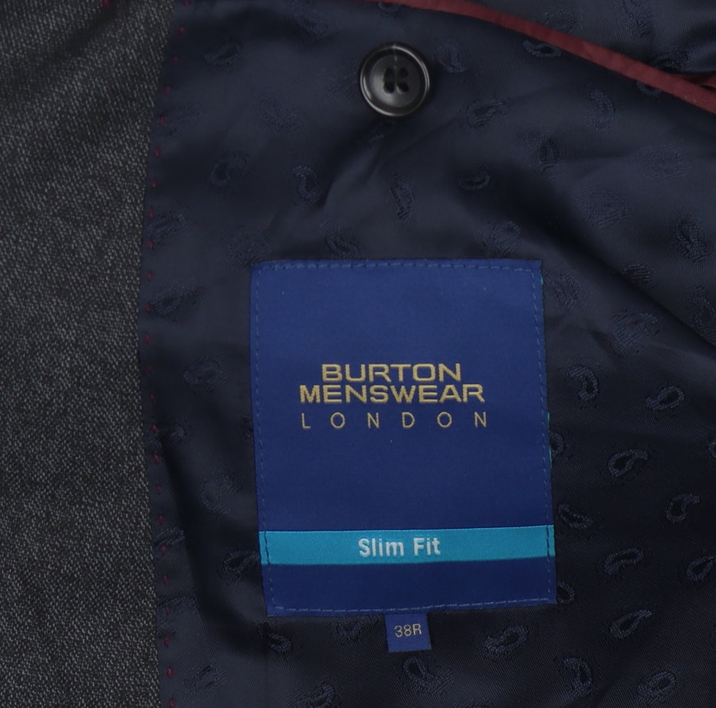 Mens UK Size 38 Burton Regular Grey Suit Jacket