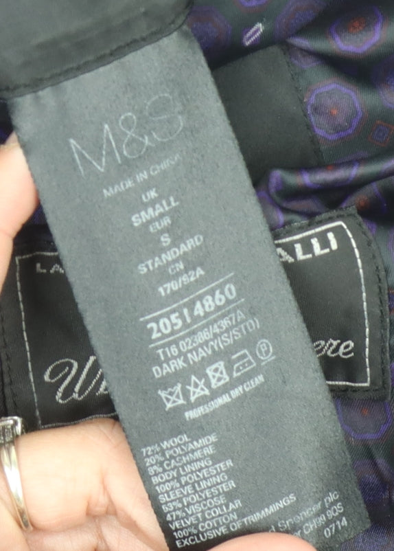 Unisex Adults UK Size S Marks and Spencer Black Overcoat