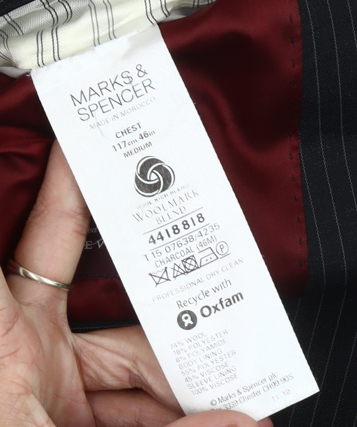 Mens UK Size 46 Marks and Spencer Regular Black Suit Jacket