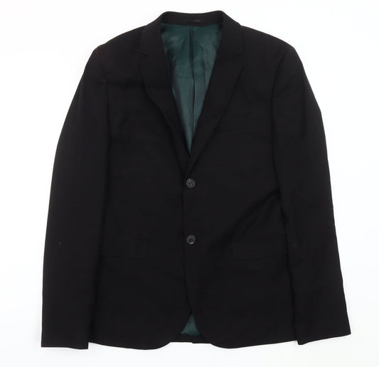 Mens UK Size 42 Topman Regular Black Suit Jacket