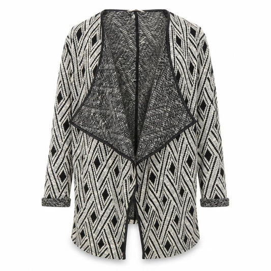 Front view of Miss Selfridge Women's Geometric Open Front Cardigan, size 8