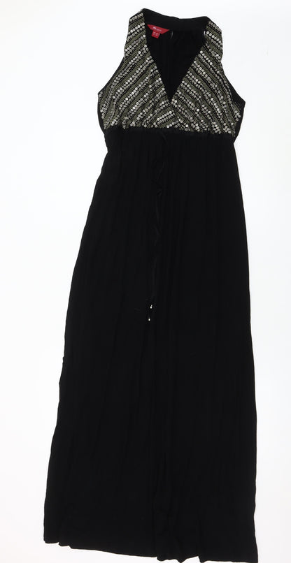 Monsoon Women's Black Maxi Dress Size 10 Sleeveless