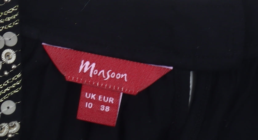 Monsoon Women's Black Maxi Dress Size 10 Sleeveless