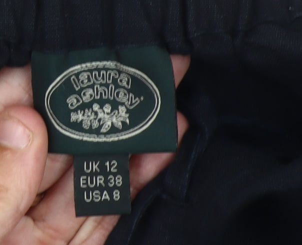 Laura Ashley Women's Black Linen Trousers Size 12