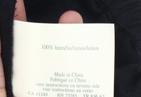 Laura Ashley Women's Black Linen Trousers Size 12