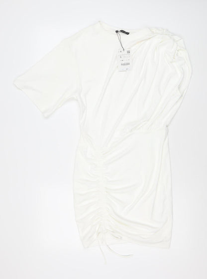 Zara Women White Dress Size 8 Polyester