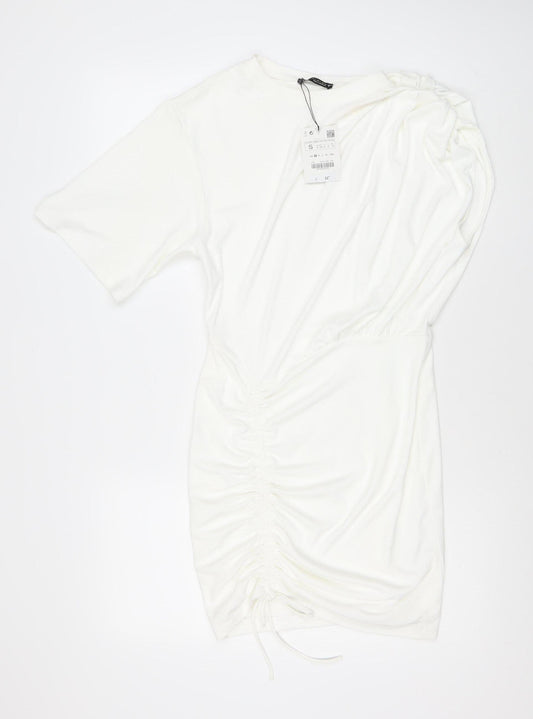 Zara Women White Dress Size 8 Polyester