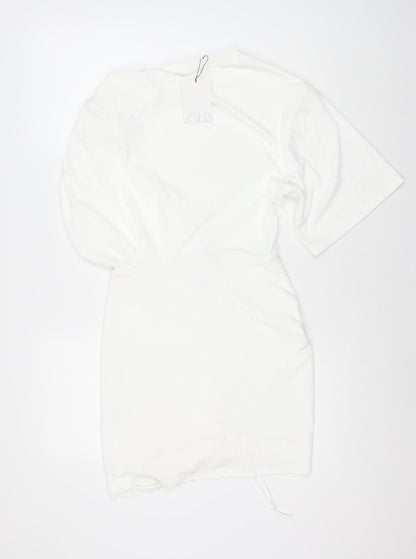 Zara Women White Dress Size 8 Polyester