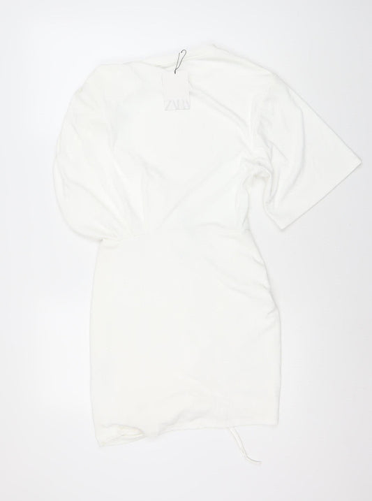 Zara Women White Dress Size 8 Polyester