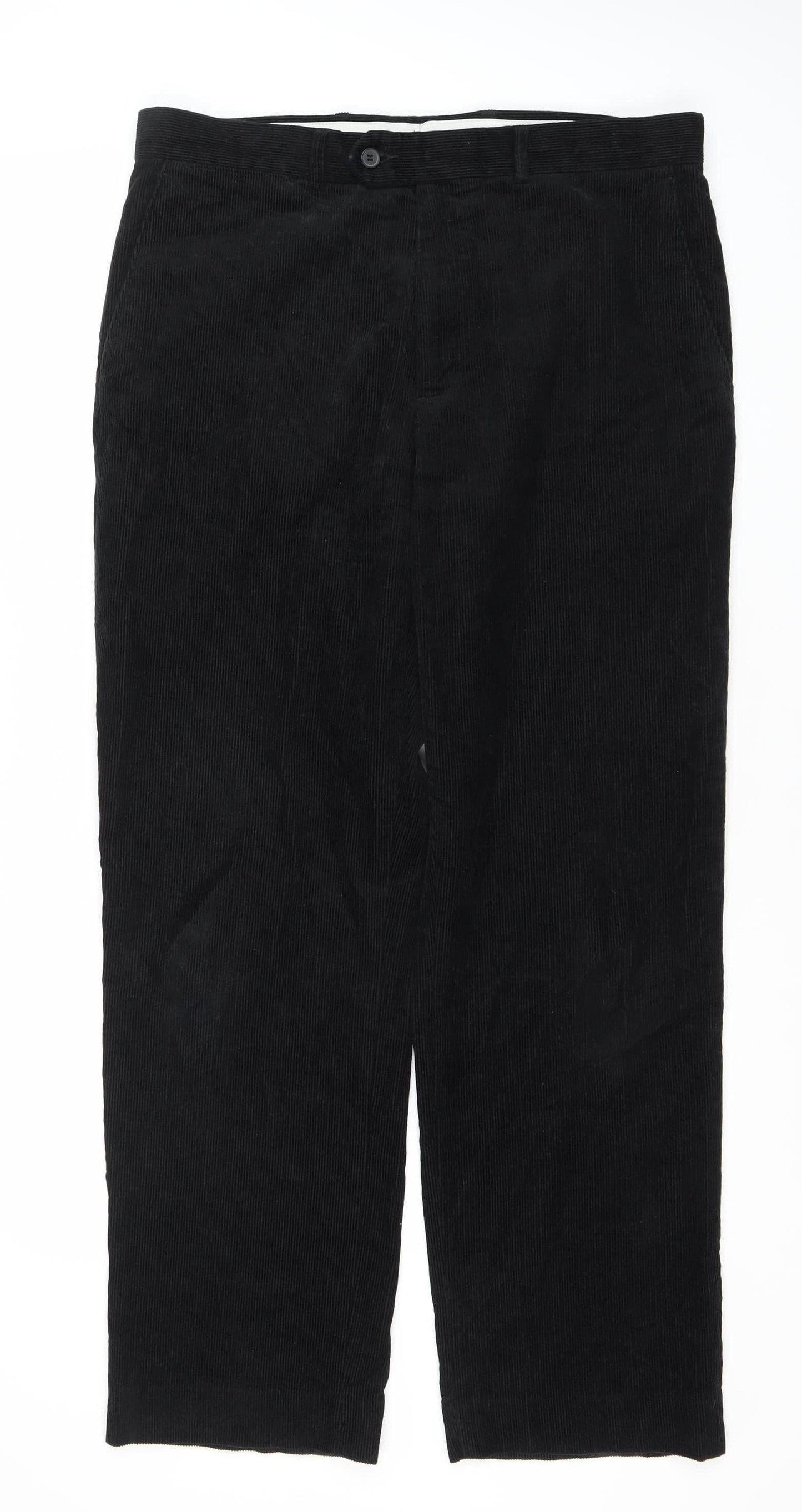 James Pringle Men's Black Corduroy Trousers, Size M