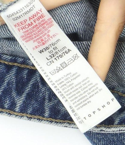 Topshop Women's Blue Distressed Mom Jeans Size 10