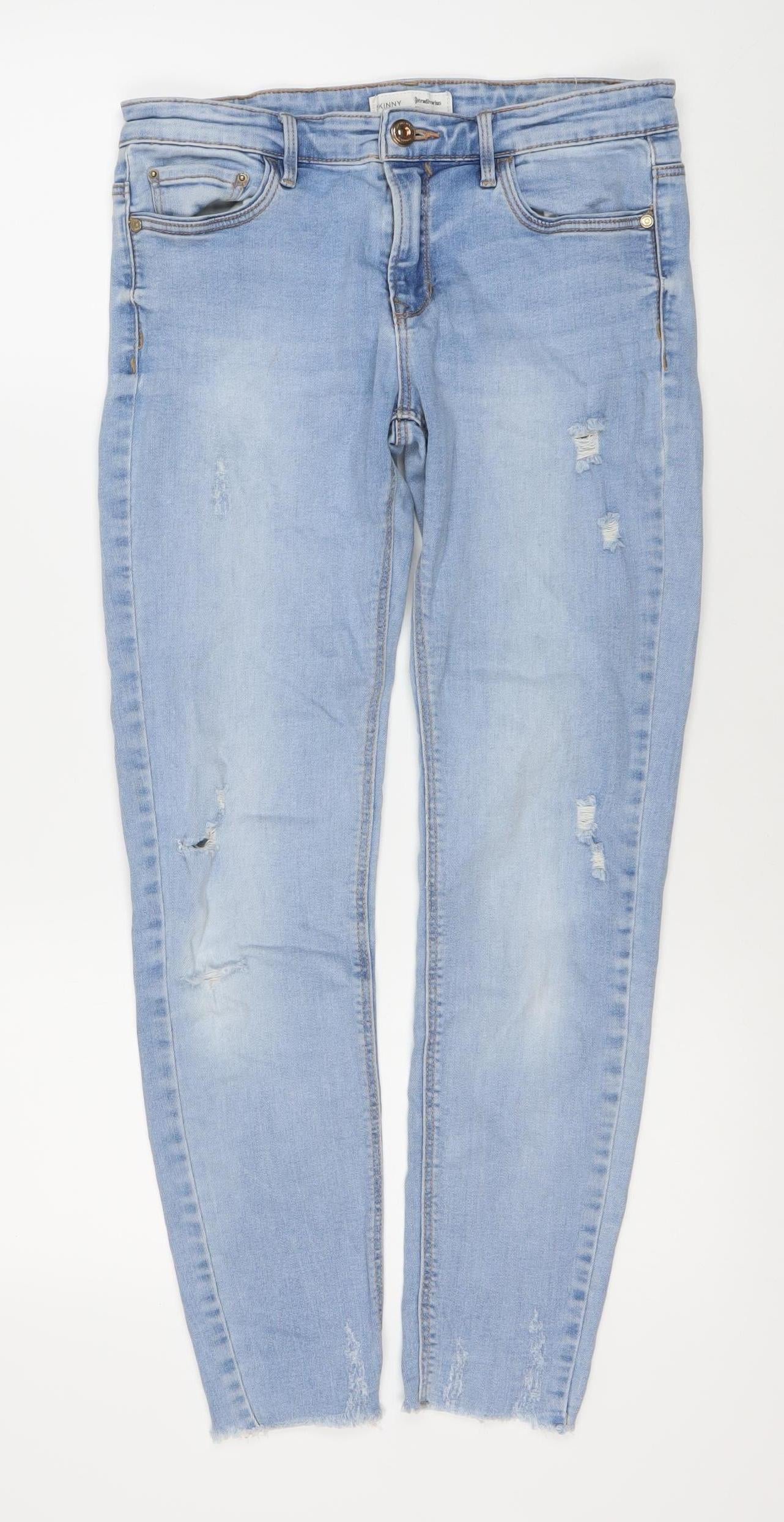 Womens UK Size 12 Stradivarius Slim Fit Skinny Blue Jeans